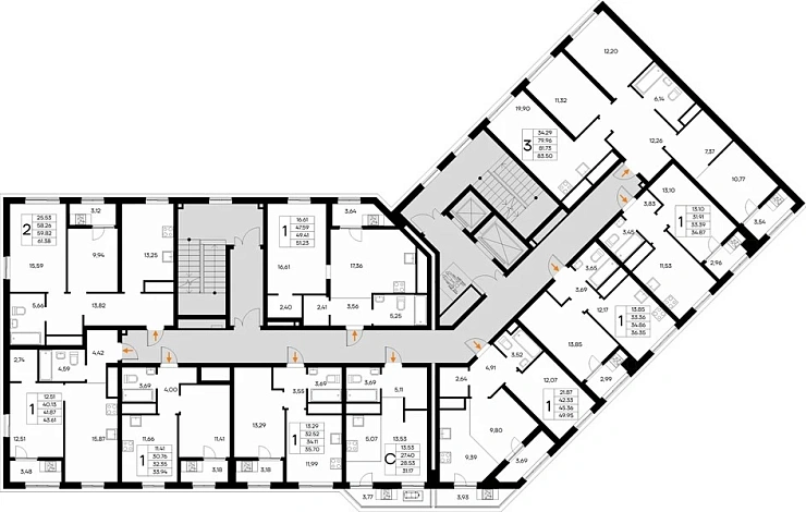 Квартира 1-комн. 51.23 кв. м