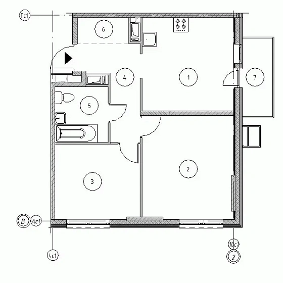 Квартира 2-комн. 56.73 кв. м