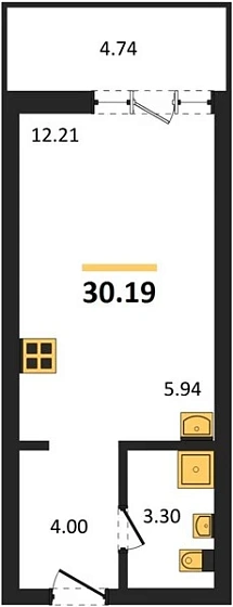 Квартира Студия 30.19 кв. м