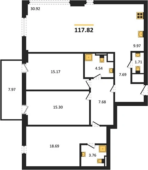 Квартира 4-комн. 117.82 кв. м