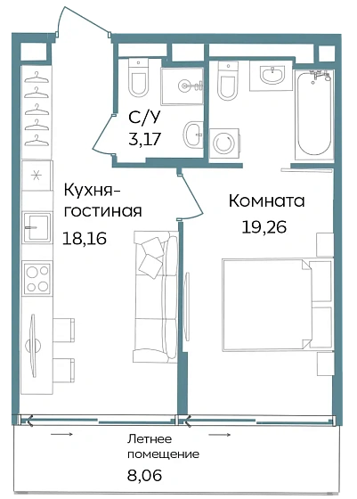 Объект недвижимости 48.65 кв. м