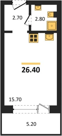 Апартаменты Студия 26.4 кв. м