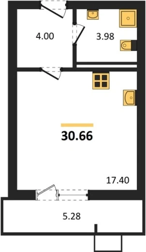Квартира Студия 30.66 кв. м