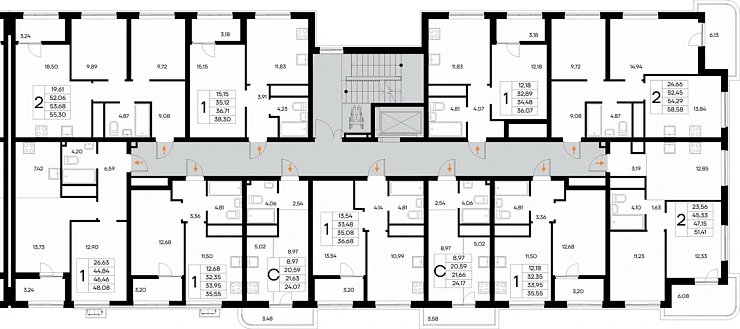 Квартира 2-комн. 55.3 кв. м