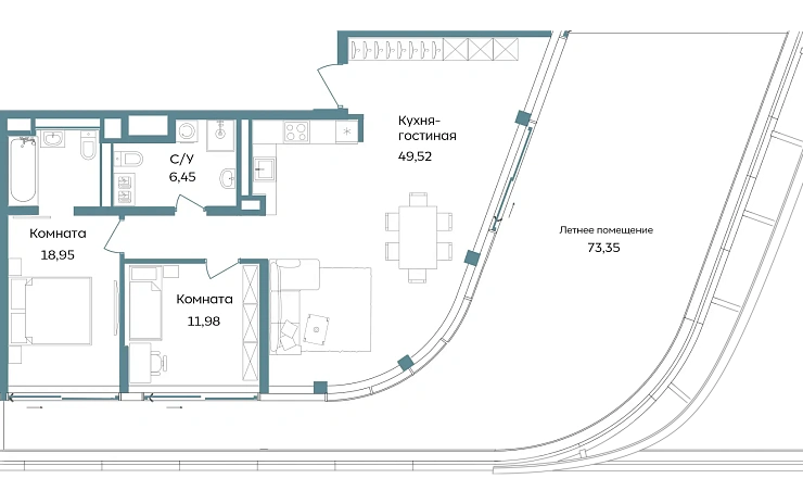Апартаменты 3-комн. 160.25 кв. м