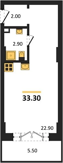 Апартаменты Студия 33.3 кв. м