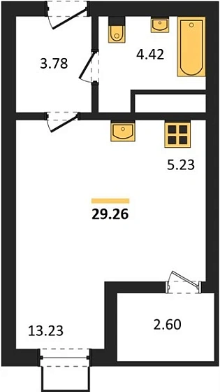 Квартира Студия 29.26 кв. м