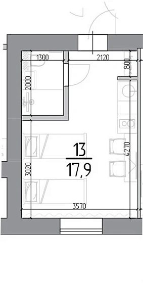 Апартаменты Студия 17.9 кв. м