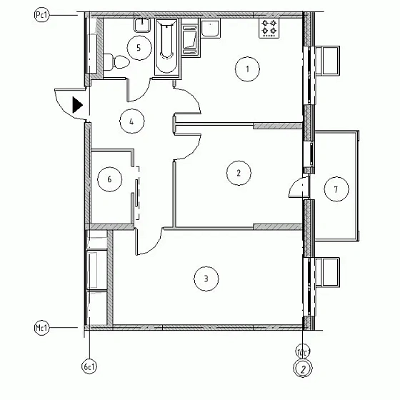 Квартира 2-комн. 56.14 кв. м