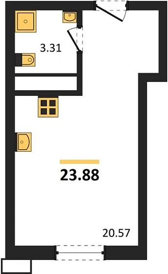 Квартира Студия 23.88 кв. м