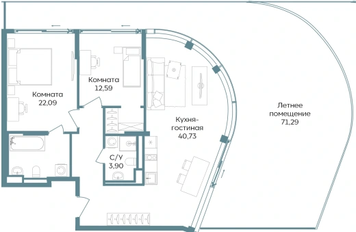 Апартаменты 3-комн. 150.6 кв. м