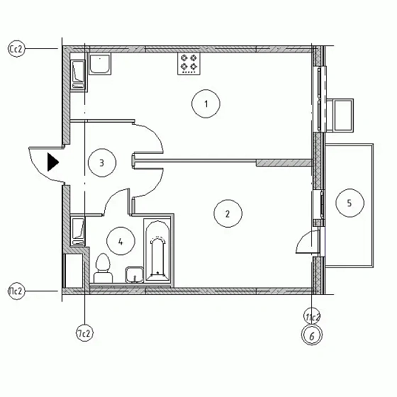Квартира 1-комн. 40.03 кв. м