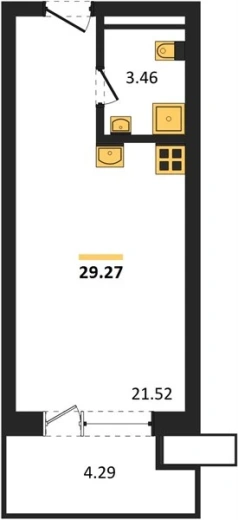 Апартаменты Студия 29.27 кв. м