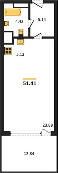 Апартаменты Студия 51.41 кв. м