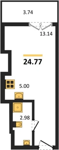 Квартира Студия 24.77 кв. м