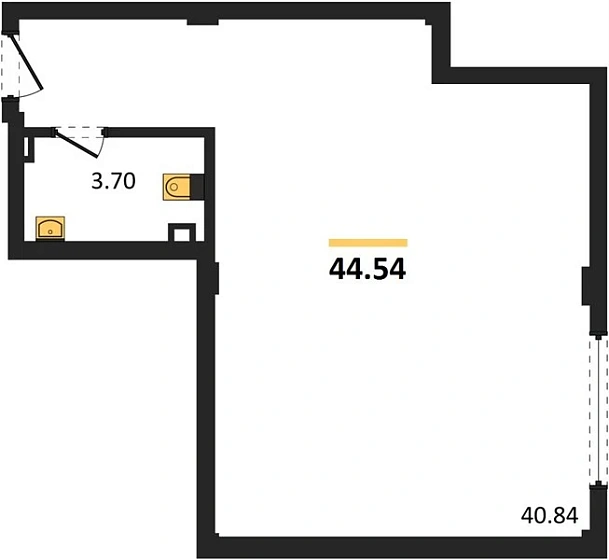 Квартира 1-комн. 44.54 кв. м