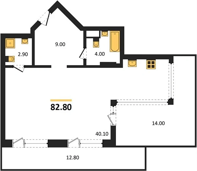 Апартаменты Студия 82.8 кв. м