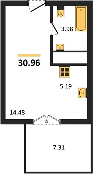 Квартира Студия 30.96 кв. м