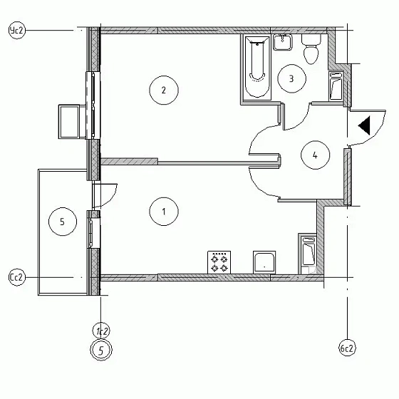 Квартира 1-комн. 38.68 кв. м