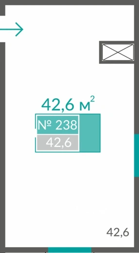 Апартаменты 1-комн. 42.6 кв.м