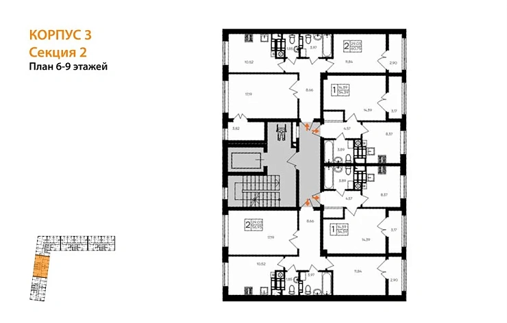 Квартира 1-комн. 34.39 кв. м