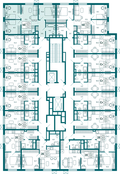 Квартира 3-комн. 54.5 кв.м