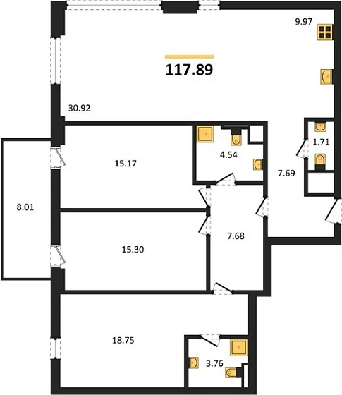 Квартира 4-комн. 117.89 кв. м