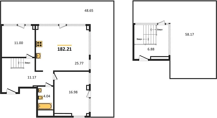 Апартаменты 2-комн. 182.21 кв. м