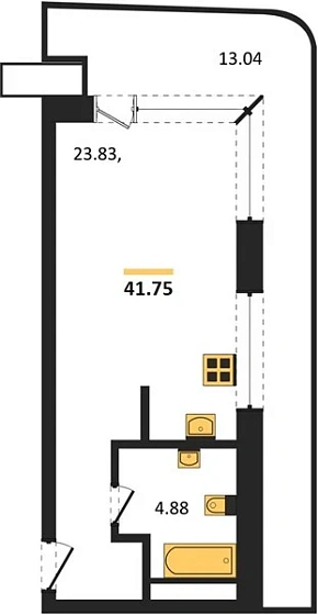Апартаменты Студия 41.75 кв. м