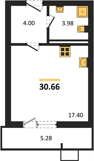 Квартира Студия 30.66 кв. м