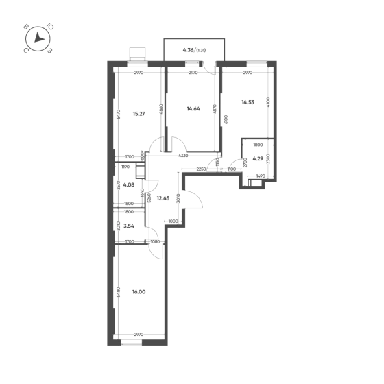Квартира 3-комн. 86.11 кв. м