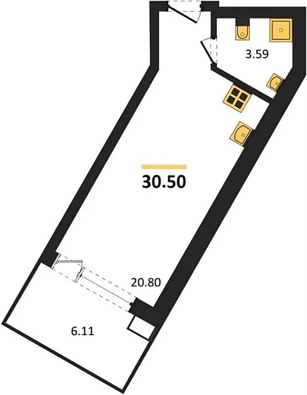 Апартаменты Студия 30.5 кв. м