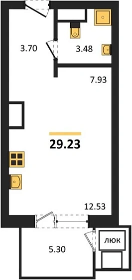 Квартира 1-комн. 29.23 кв. м
