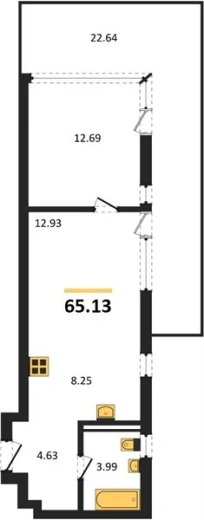 Квартира 2-комн. 65.13 кв. м