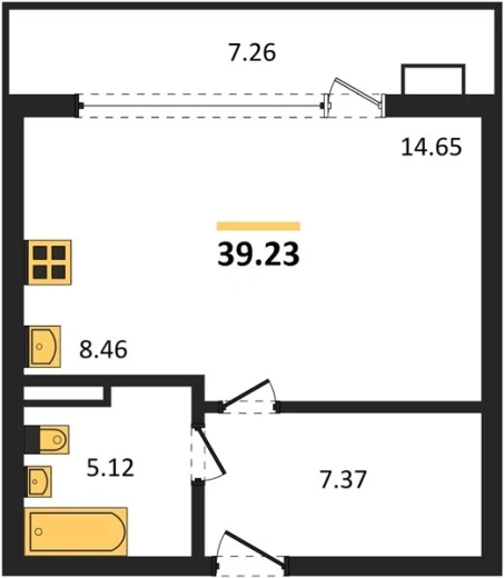 Квартира Студия 39.23 кв. м
