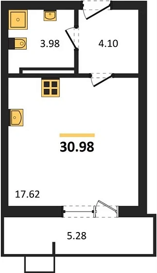 Квартира Студия 30.98 кв. м