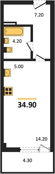Квартира Студия 34.9 кв. м
