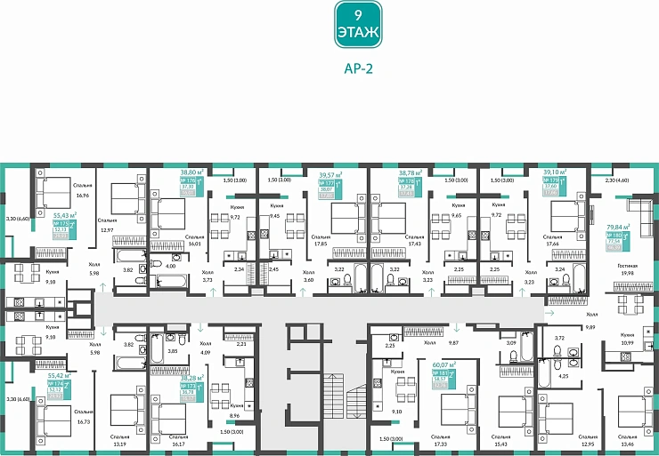 Квартира 1-комн. 38.07 кв.м