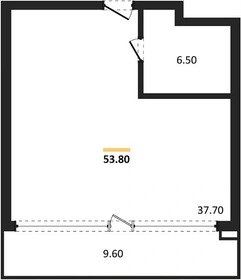 Апартаменты 1-комн. 53.8 кв. м