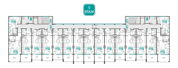Апартаменты 1-комн. 50.34 кв.м