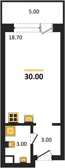 Апартаменты Студия 30 кв. м