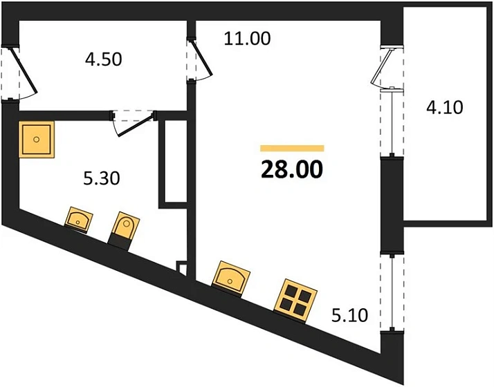 Квартира Студия 28 кв. м