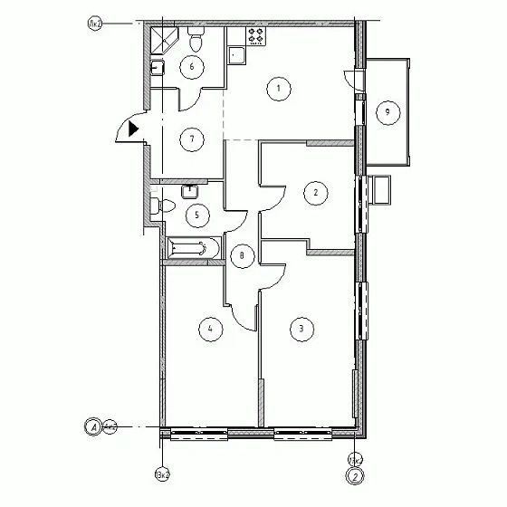 Квартира 3-комн. 75.58 кв. м