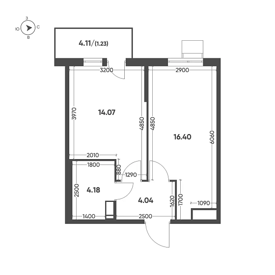 Квартира 1-комн. 39.92 кв. м