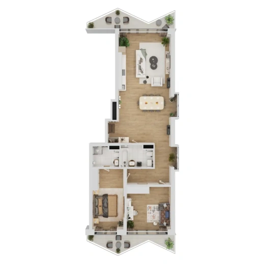 Апартаменты 2-комн. 123 кв.м