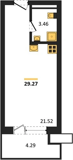 Апартаменты Студия 29.27 кв. м