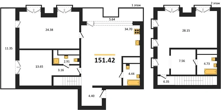 Квартира 3-комн. 151.42 кв. м
