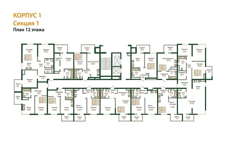 Квартира 3-комн. 95.5 кв. м