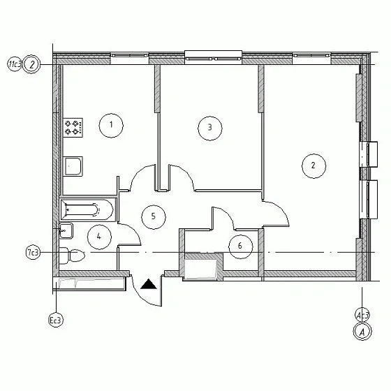Квартира 2-комн. 56.06 кв. м