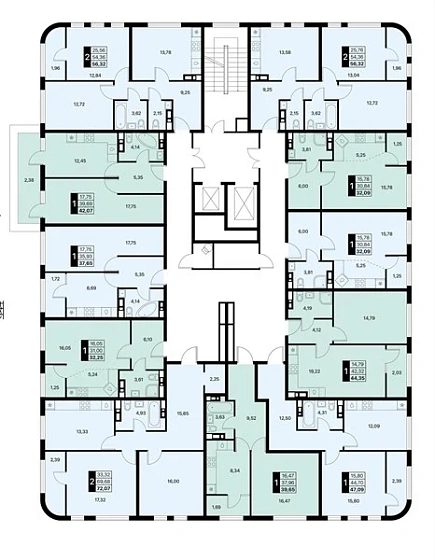 Квартира 2-комн. 56.32 кв. м
